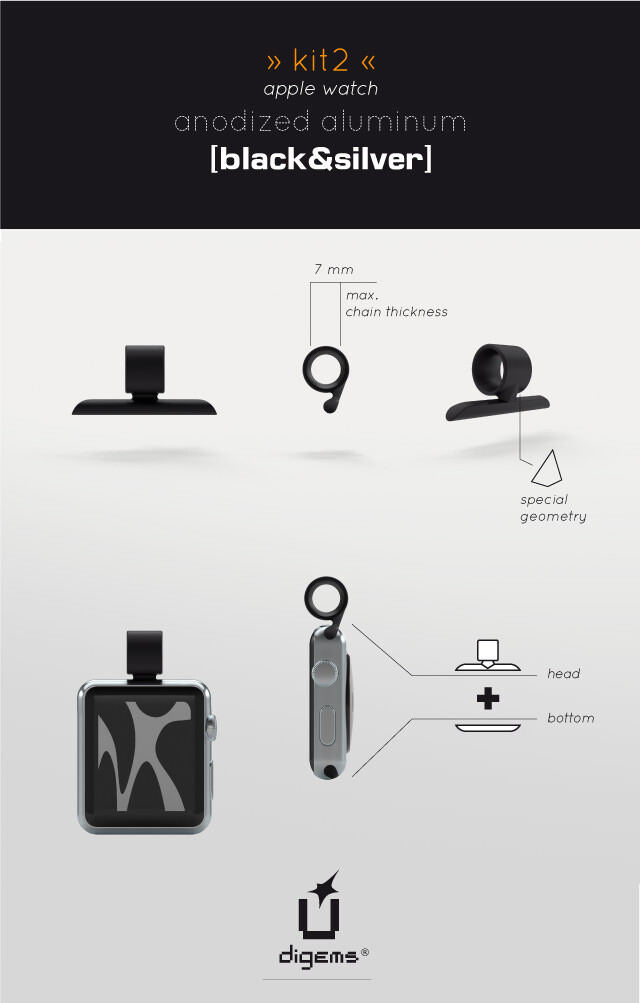 Apple Watchを懐中時計やチャーム化するグッズ Digems Kit2