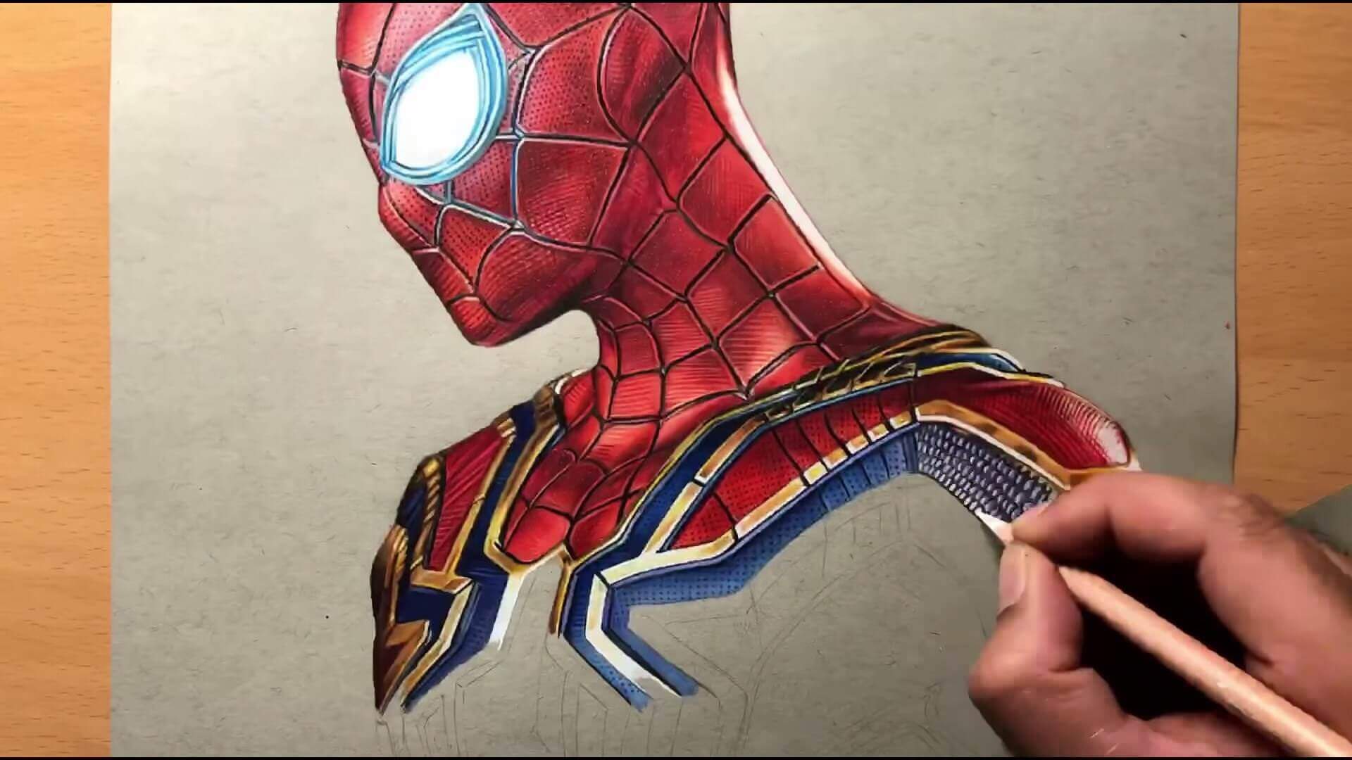 色鉛筆でリアルすぎるスパイダーマンが描かれる Art By Artology